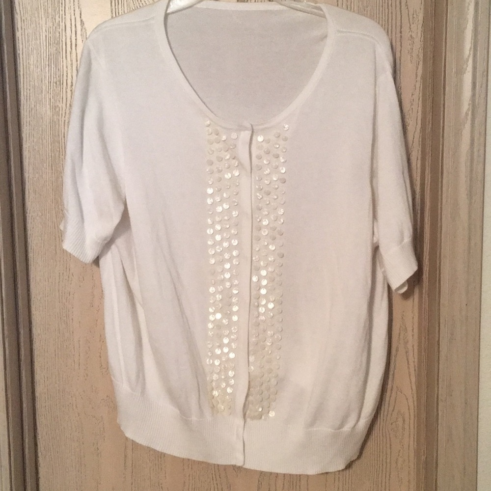 Beaded short sleeved cardigan